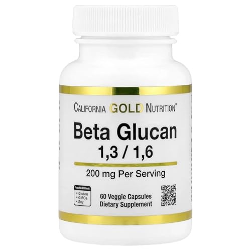 California Gold Nutrition Beta Glucan 1-3, 1-6, 200mg - Immune Support - 60 Veggie Capsules