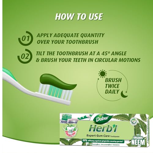 Dabur Herb'l Natural Toothpaste with Neem for Gum Care (150g)