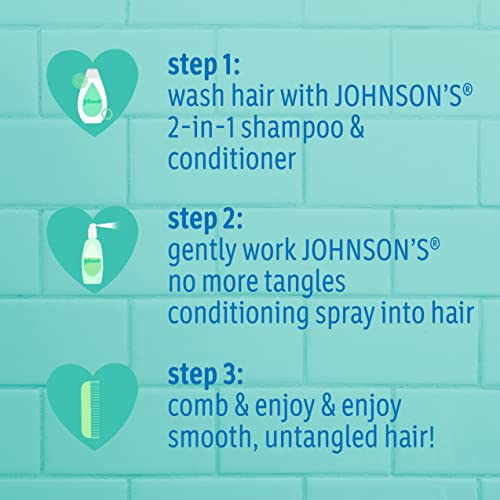Johnson's No More Tangles Kids Detangling Spray - Hypoallergenic Tear-Free Hair Care for Wet or Dry Hair