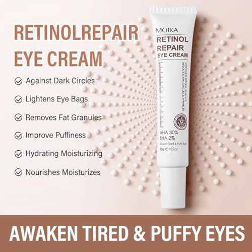 Retinol Eye Cream for Dark Circles and Puffiness - Wrinkle Cream and Brightening Solution, 30g