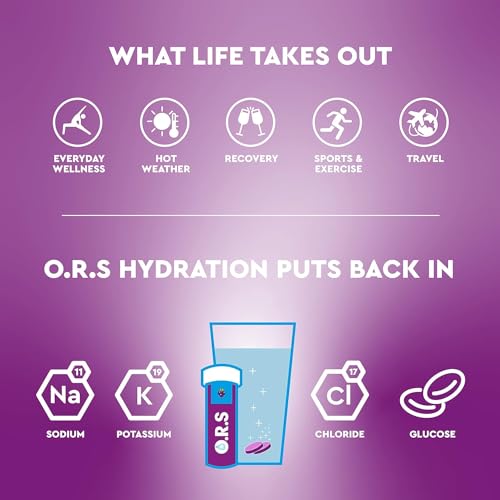 O.R.S Hydration Tablets with Electrolytes - Vegan, Gluten & Lactose Free - Natural Blackcurrant Flavour - 36 Tablets (Pack of 3 x 12)
