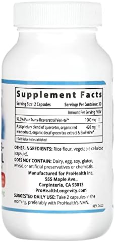 ProHealth Trans-Resveratrol 1000: Supports Healthy Aging (60 Capsules)
