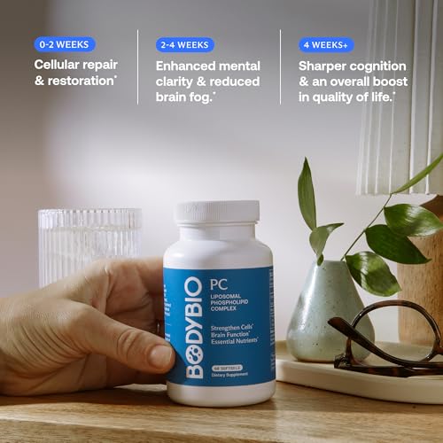BodyBio PC Phosphatidylcholine + Phospholipids - Liposomal for Brain & Cell Health - 60 Softgels