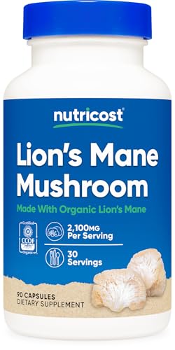 Nutricost Lion's Mane Mushroom Capsules - Organic, Gluten-Free, 2100mg, 30 Servings