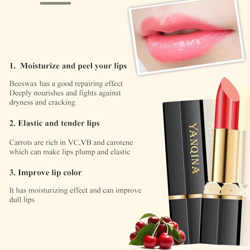 Hydrating Magic Color Changing Lipstick Set - Labiales with Argan Oil and Vitamin E (Red cherry)