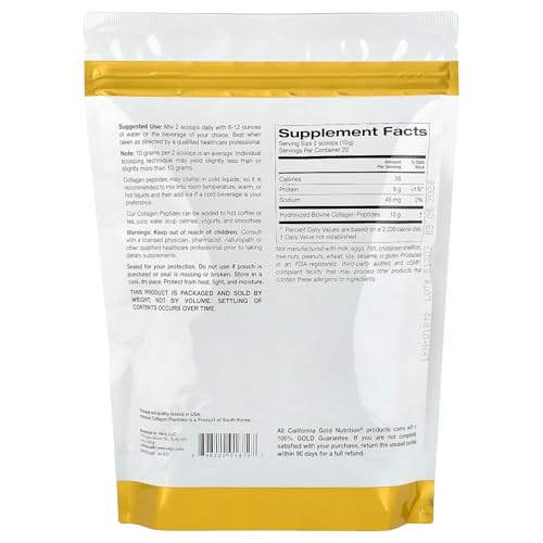 California Gold Nutrition Hydrolyzed Collagen Peptides, Type I & III, Unflavored, 200g