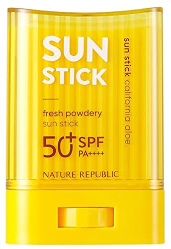 California Aloe Fresh Powdery Sun Stick SPF50+ PA++++ 25ml, Natural Sun Protection for Face