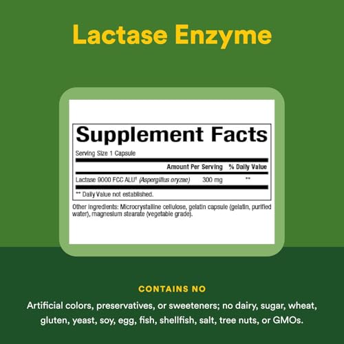 Natural Factors Lactase Enzyme 9000 FCC ALU 60 Capsules - Dairy Digestive Support for Lactose Intolerance