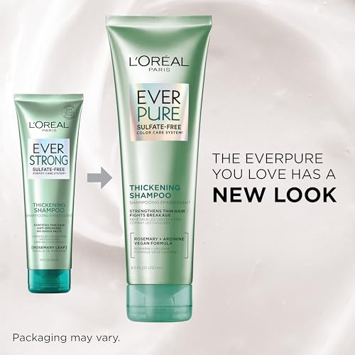 L'Oreal Paris EverStrong Thickening Shampoo - Sulfate-Free with Rosemary Leaf for Thin, Fragile Hair