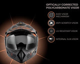 Vega Off Road Secret ISI Certified Full Face Helmet - Dual Visor (Dull Anthracite Black, Size L)