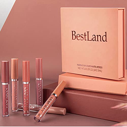 6Pcs Matte Liquid Lipstick Makeup Set Long Lasting Non-Stick Cup Waterproof Lip Gloss Set A