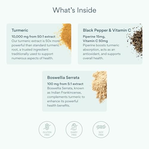BetterVits Turmeric Complex - 10,000mg Extract with Black Pepper & Boswellia Serrata - Joint Health & Anti-Inflammatory Support