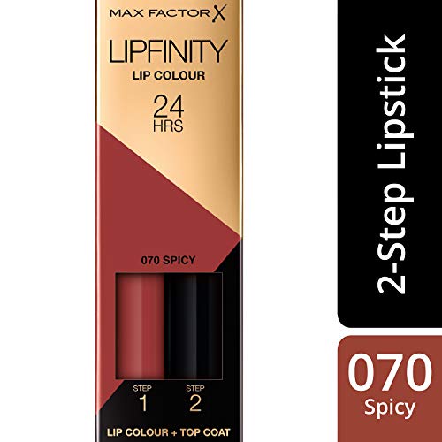 Max Factor Lipfinity Lip Colour - Spicy (070), Long-Lasting 2-Step Lipstick