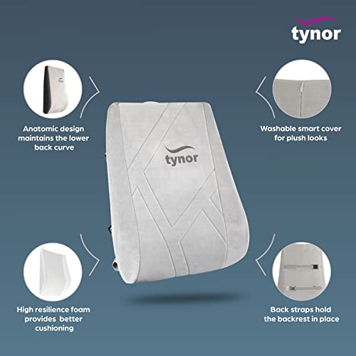 Tynor Full Back Support Rest Cushion - Grey, Universal Size