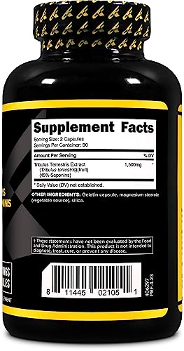 Primaforce Tribulus Terrestris 1500mg Extract - 180 Capsules, 90 Servings Herbal Supplement for Vitality