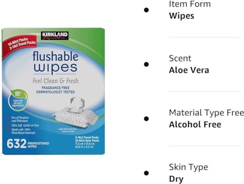 Kirkland Signature Flushable Moist Wipes, 632 Count – Ultra-Soft Hypoallergenic for Ultimate Freshness