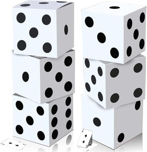 THE WHITE SHOP Dice Favor Boxes – Casino Theme Party Decorations with Large Jumbo Dice for Game Night, Vegas, New Year, Graduation & Prom Supplies