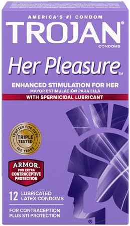 Trojan Her Pleasure Sensations Lubricated Condoms - 12 Count