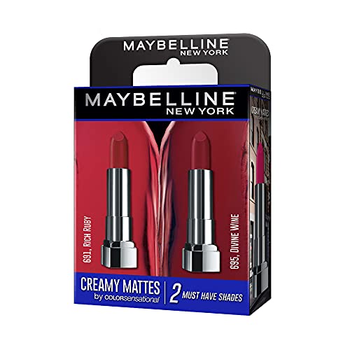 Maybelline New York Matte Lipstick - Pack of 2 - Rich Ruby & Divine Wine - Creamy Matte Finish - 5 g Each
