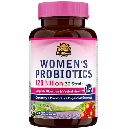 Vitalitown Women's Probiotics 120 Billion CFU - 30 Strains with Prebiotics, Enzymes & Cranberry - 30 Veg Caps