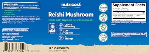 Nutricost Organic Reishi Mushroom Capsules 1500mg - 60 Servings