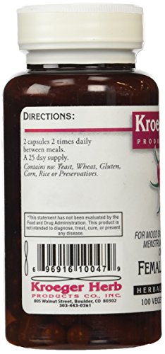 Kroeger Herb Female Balance Capsules (100 Count) for Hormonal Support