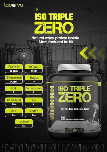 Laperva ISO TRIPLE ZERO Whey Protein Isolate with Shaker - 28g Protein, Zero Carbs & Sugar | Unflavored
