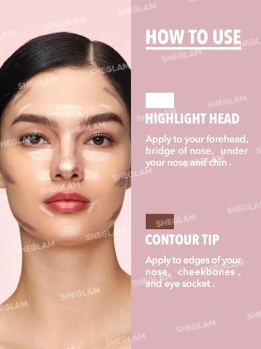 SHEGLAM 2-in-1 Nose Shadows & Highlights Pen - Long Lasting Cream Bronzer & Luminizer (Buff)