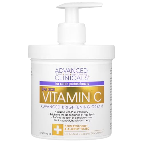 Advanced Clinicals Vitamin C Brightening Cream - Anti-Ageing & Skin Renewal (16 oz)