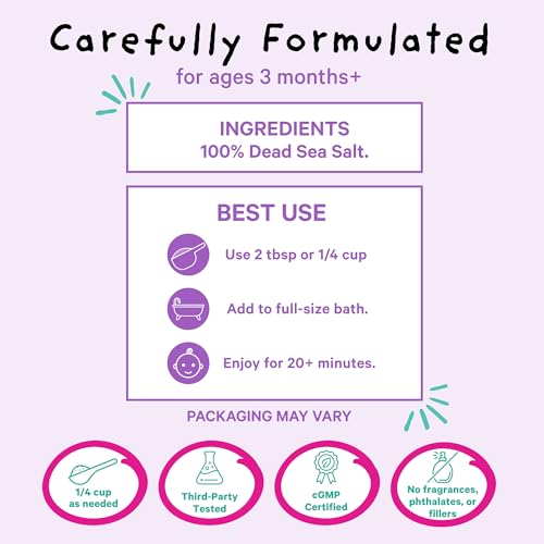 Pink Stork Baby Bath Flakes - Magnesium Bath Salts for Infants & Toddlers - 16 oz