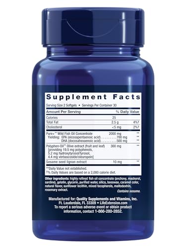 Life Extension Super Omega-3 Plus EPA/DHA Fish Oil 60 Softgels