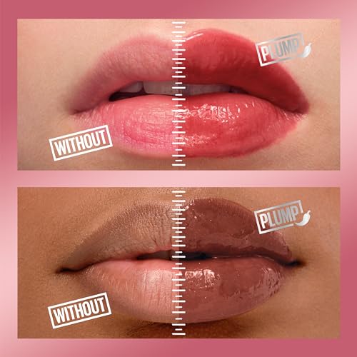 Maybelline Lifter Gloss Lifter Plump - Cocoa Zing | Plumping Lip Gloss with Chili Pepper & 5% Maxi-Lip | Sheer Cool Brown | 1 Count