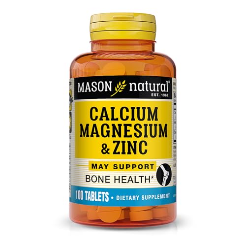 Mason Natural Calcium Magnesium & Zinc Tablets - Essential Minerals for Health - 100 Tablets
