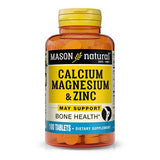 Mason Natural Calcium Magnesium & Zinc Tablets - Essential Minerals for Health - 100 Tablets