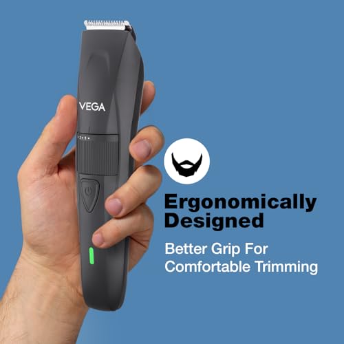 Vega Power Lite Beard Trimmer for Men - Black, 90 Min Runtime, 40 Length Settings