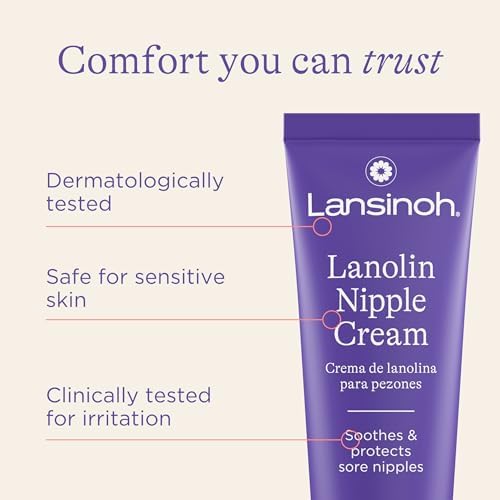 Lansinoh Lanolin Nipple Cream, Safe for Baby and Mom, Breastfeeding Essentials, 1.41 Ounces