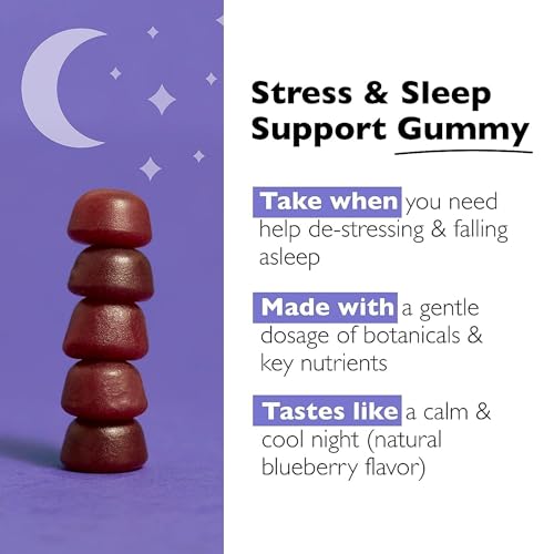 RESCUE PLUS Sleep & Stress Support Gummies with Melatonin & Ashwagandha, 60 Count