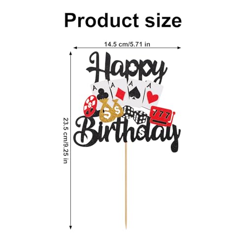 Gosknor Happy Birthday Casino Cake Topper - Poker Game Theme Decoration