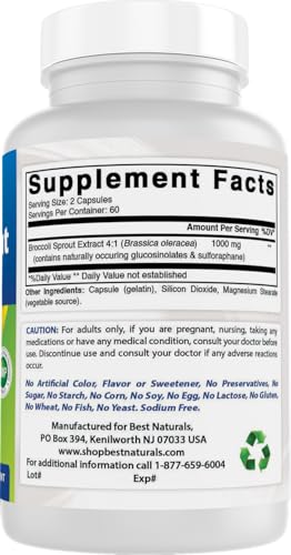 Best Naturals Broccoli Sprouts Extract 1000mg, 120 Capsules