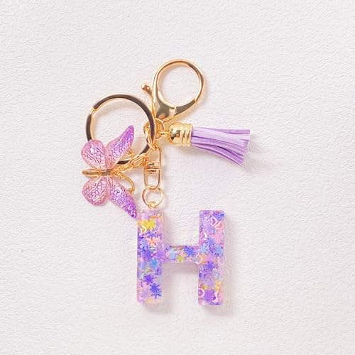 Unisex Letter Keychain with Butterfly Charm - Bag, Backpack & Car Accessory