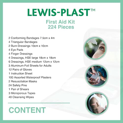 LEWIS-PLAST 224 Piece All-Purpose Large First Aid Kit Haversack for Home, Office & Sports