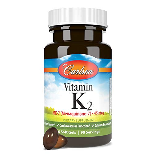 Carlson Labs Vitamin K2 MK-7 45 mcg - 90 Soft Gels | Bone & Heart Health