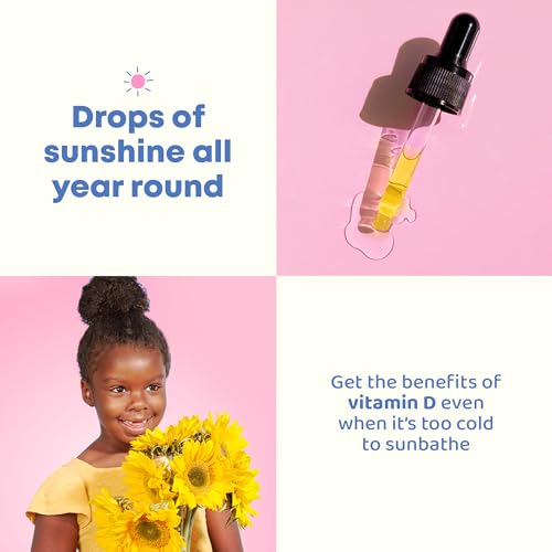 Children Vitamin D Drops - Kids Vitamin D3 K2 1000iu Liquid - Supports Strong Bones & Immune System - 360 Servings