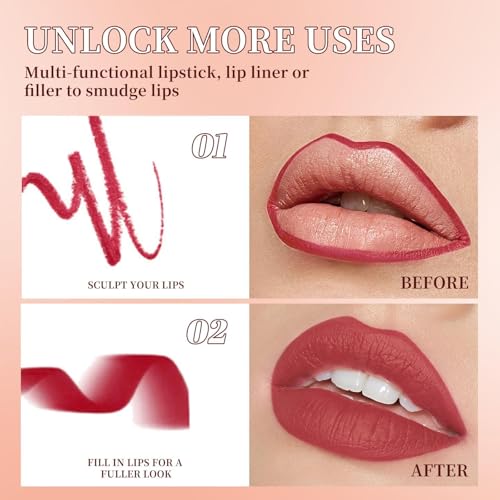 YOOJ® 6 Colors 2-in-1 Gradient Lip Liner & Lipstick Set - Matte Velvet Long-Lasting Lip Makeup