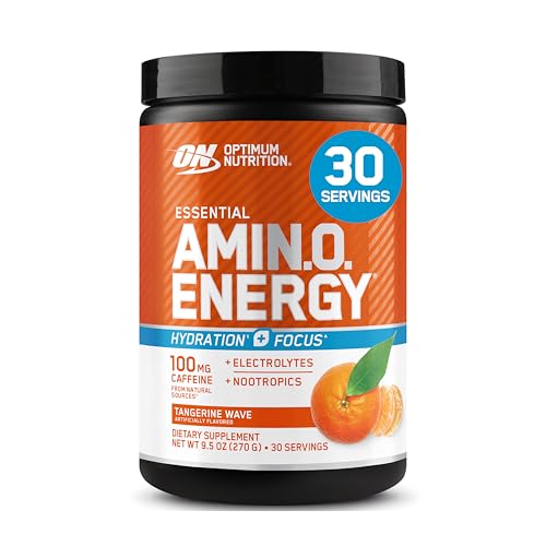 Optimum Nutrition Amino Energy Plus Electrolytes Pre-Workout - Tangerine Wave (30 Servings) | BCAA, Amino Acids & Electrolytes