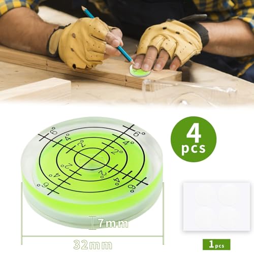 Universal 32mm Bullseye Circular Bubble Level 4-Pack - Aluminum Alloy Housing