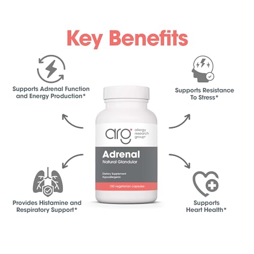 Allergy Research Group Adrenal Natural Glandular - 150 Vegicaps - Adrenal Support Supplement