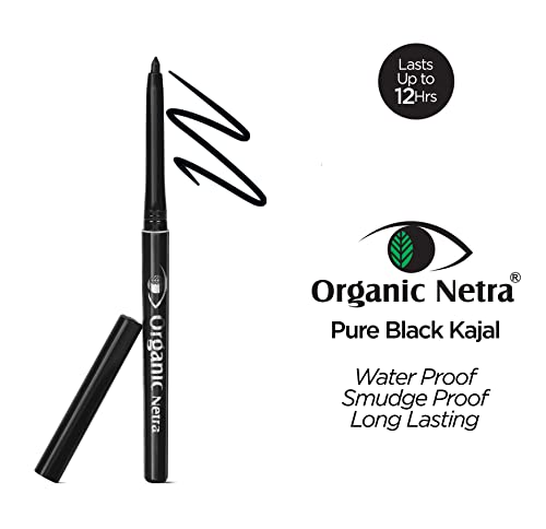 Pure Black Organic Kajal Pencil Eyeliner - Waterproof, 12Hr Smudgeproof & Natural Matte Finish
