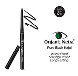 Pure Black Organic Kajal Pencil Eyeliner - Waterproof, 12Hr Smudgeproof & Natural Matte Finish
