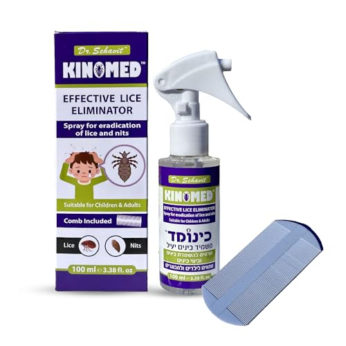 KINOMED Lice & Nits Treatment Spray - Effective Super Lice Eliminator with Comb Included